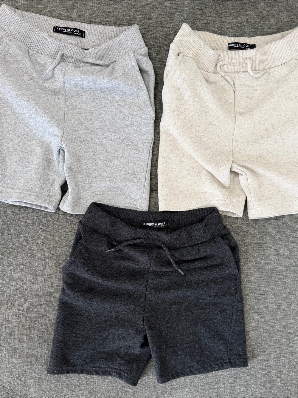 Kenneth Cole Kids 3-Pack Knit Shorts in Light Gray, Cream, Charcoal